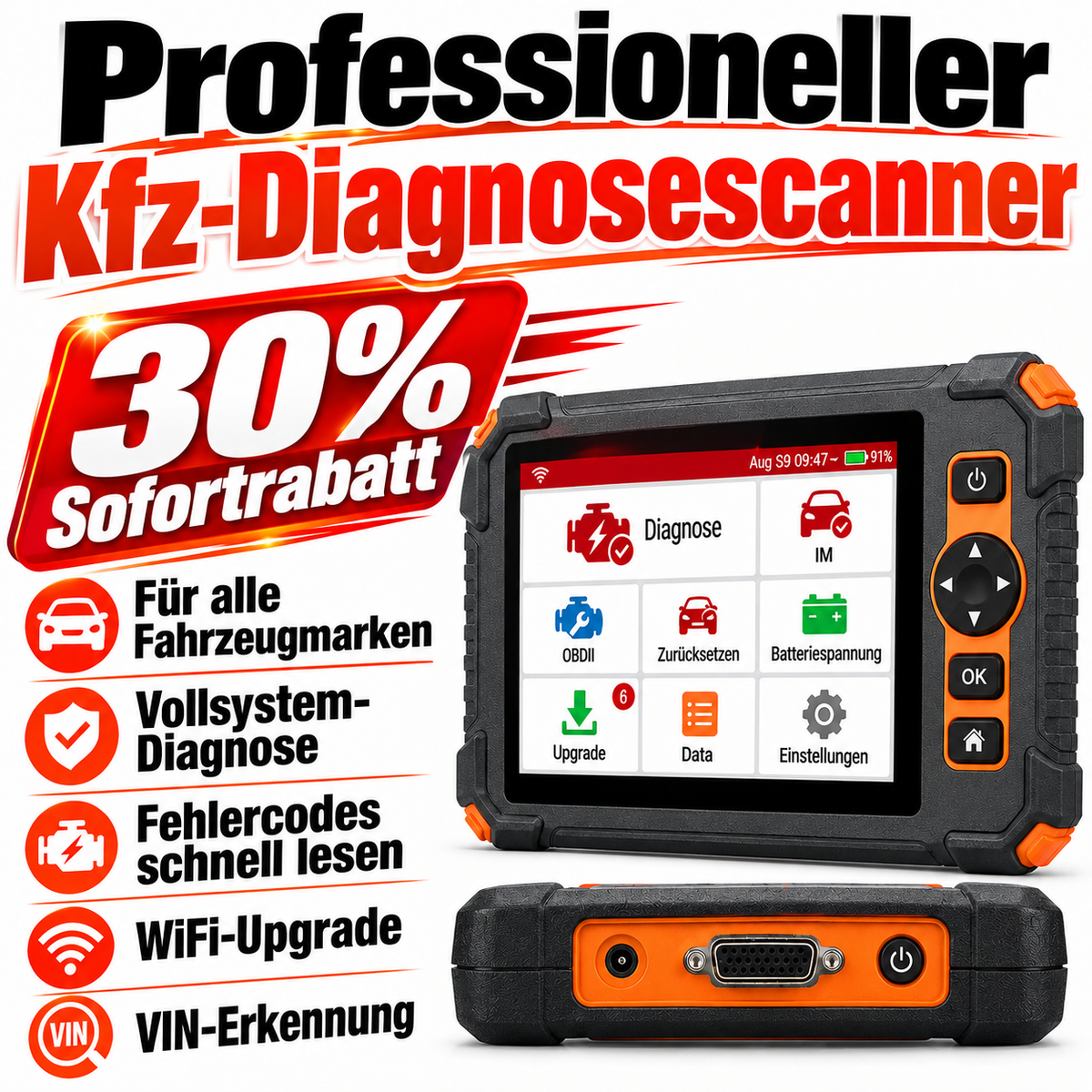 Profi KFZ Diagnosegerät Auto OBD2 Scanner All System Auslesegerät